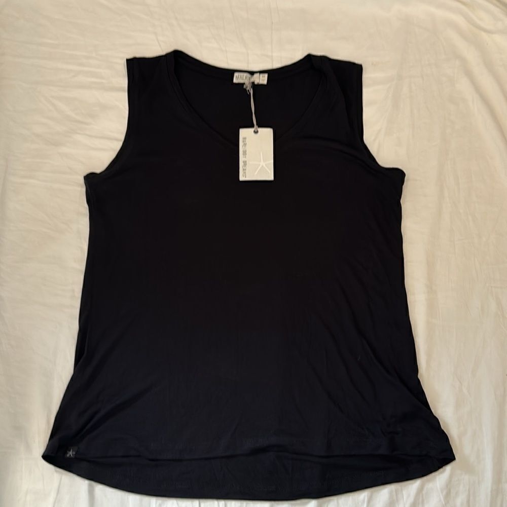BAREFOOT DREAMS Malibu black modal muscle tank tee muscle tank XS NWT - Picture 7 of 9